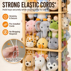 Stuffed Animal Storage & Organizer, Wooden Cute Zoo | 2 Removable Hanging Storage Net, Toy Holder, For Toddler Rooms, Playrooms & Bedrooms