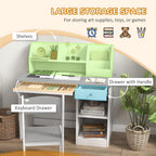 Qaba Kids Desk and Chair Set with Storage, Study Desk with Chair for Children 5-8 Years Old, Gray