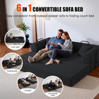 79" Compressed Sofa, Convertible Sofa Bed, Corduroy Compression Boneless Couch with Pillow, Comfy Modular Foldable Floor Sleeper Sofa for Bedroom, Living Room, Lounge, Studio (Black)