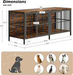 80" Dog Crate End Table, Rustic Brown, Large & Medium Dogs