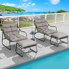 DWVO Chaise Lounge Chair Outdoor with Removable Cushions, Outdoor Patio Lounge Chair with Footrest, Breathable Outdoor Chaise for Pool Garden Backyard Deck, Gray