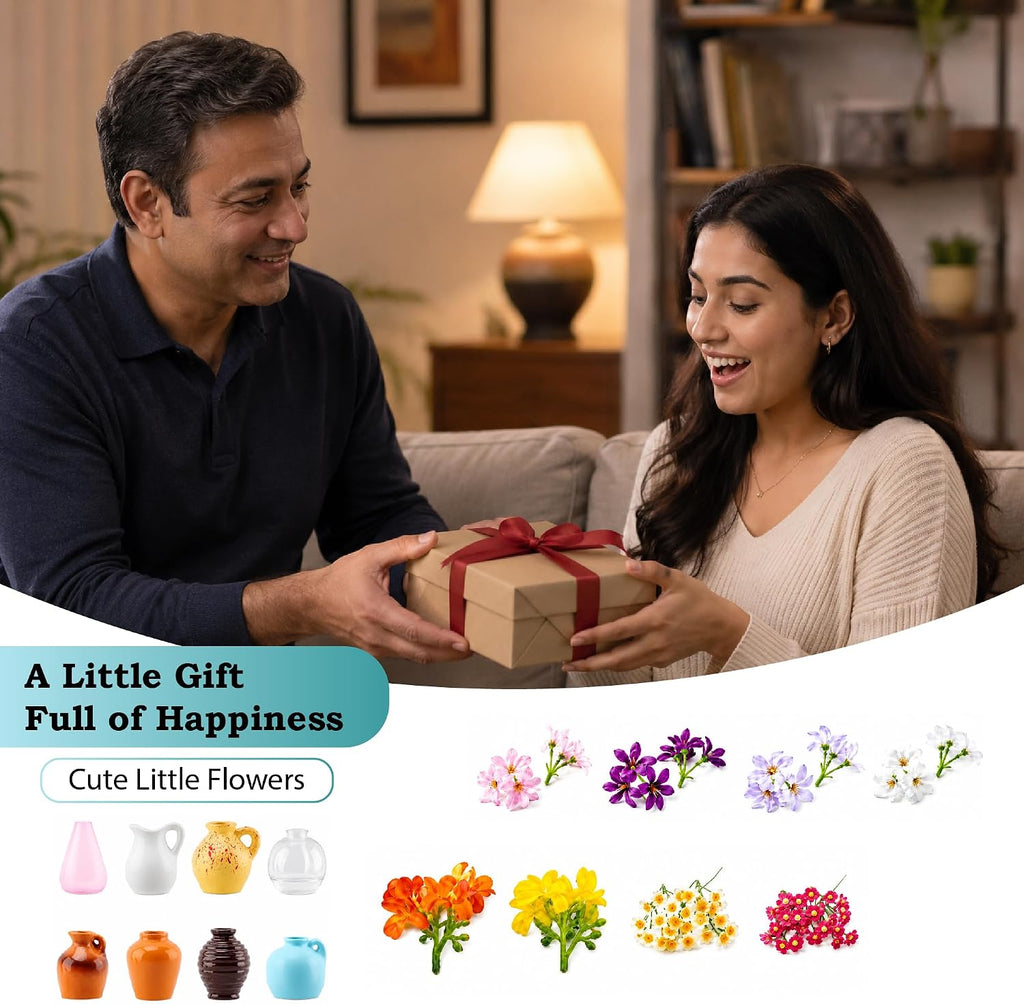 8 Pcs Refrigerator Magnets with Flowers- Cute Mini Ceramic Vase Fridge Magnets with Artificial Flowers, Funny Tiny Vase Magnet for Fridge Decorative, Office, Kitchen, Locker, Whiteboard