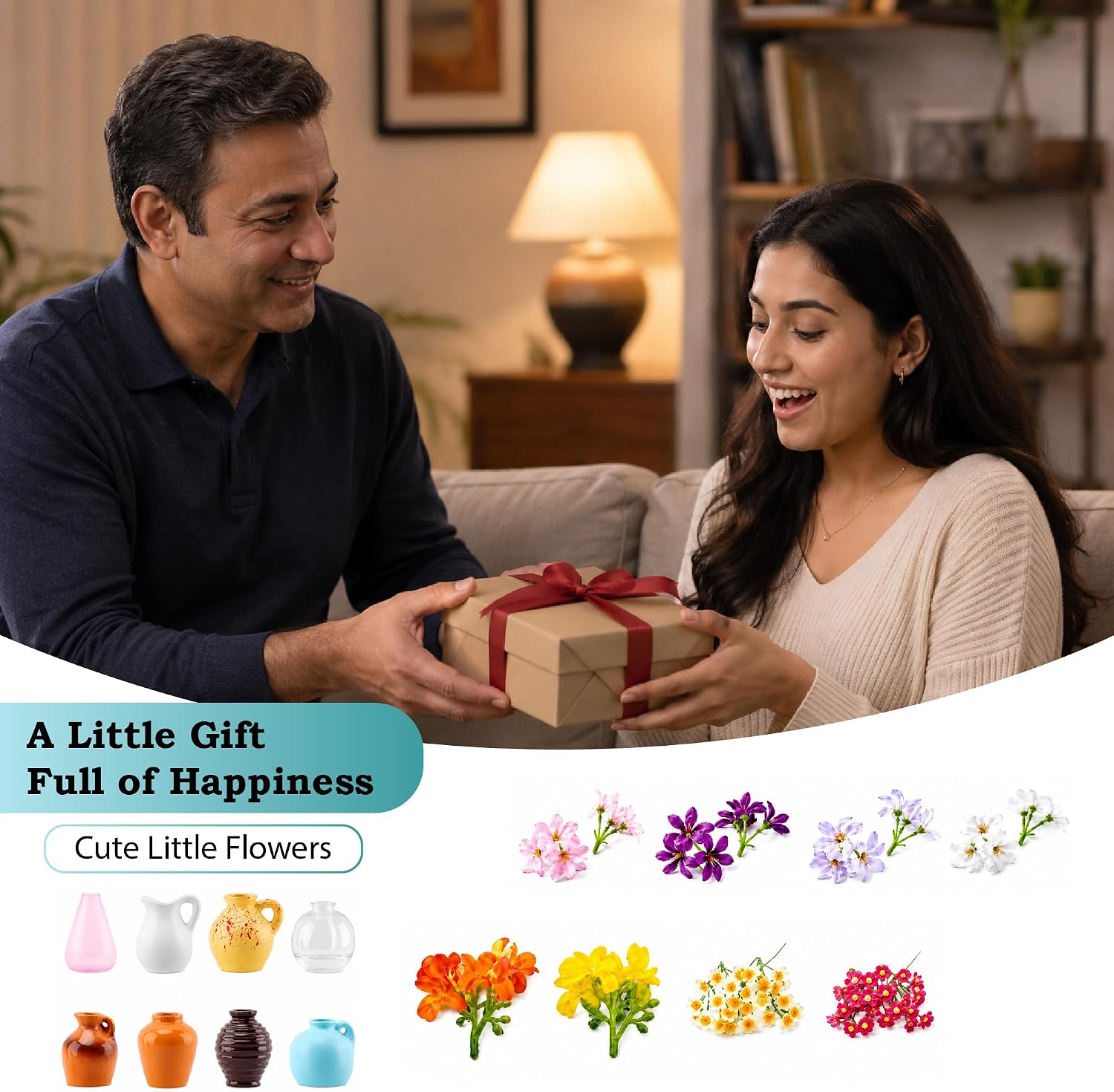 8 Pcs Refrigerator Magnets with Flowers- Cute Mini Ceramic Vase Fridge Magnets with Artificial Flowers, Funny Tiny Vase Magnet for Fridge Decorative, Office, Kitchen, Locker, Whiteboard