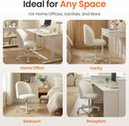 NEO CHAIR Office Vanity Chair with Wheels Comfy Desk Chair for Girls Cute Computer Small Armless Adjustable Height Swivel for Home Bedroom Task (White)