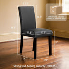 CHUN YI Dining Chairs Set of 8, Faux Leather Dining Room Chairs, Upholstered Parsons Chairs for Dining Room Kitchen Side Chair with Sturdy Wood Legs, Black