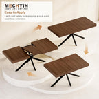 Extendable Dining Room Table for 4-6-8, Large 55''-70.9'' Wood Rectangle Expandable Dining Table with Hidden Storage, Space Saving Farmhouse Kitchen Table for Dining Room Kitchen Office,Walnut