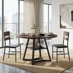 knoworld Round Dining Table for 4-6 with Storage Shelf, Kitchen & Dining Room Circle Pedestal Table, Heavy Duty Metal Frame & Wood Top