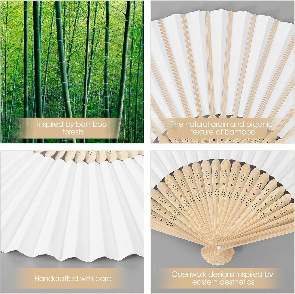 28pcs White Paper Folding Hand Fans,8.3 Inch Bulk Paper Fans Foldable Handheld Fan for Women, Wedding Party Favors, DIY Crafts, Photography Props
