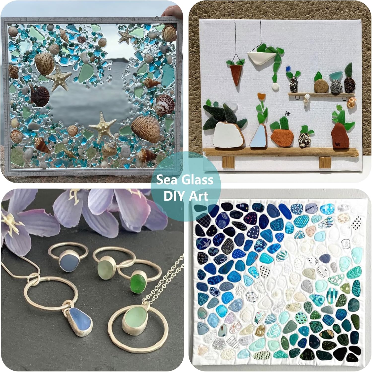 QYGL Sea Glass Stones - 2.9LB/46.4oz Blue Mixed Frosted Glass Pebbles Gemstones - Perfect for Aquarium Rocks, Fish Tank Gravel, Vase Fillers, Seaglass DIY Crafts, and Home Decor