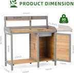 Wooden Potting Bench Table with Sink,Outdoor Garden Table Work Bench with Storage, Workstation for Outside Patio Lawn