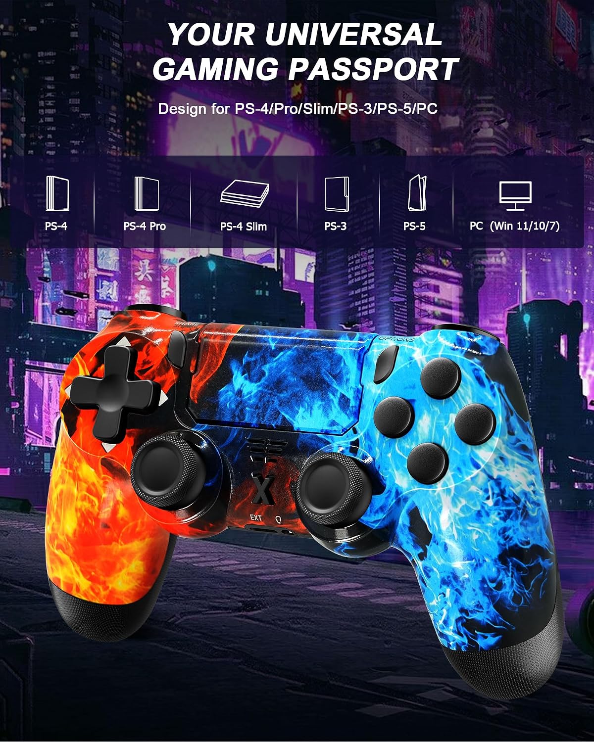 Puiseno Wireless Controller for PS-4, Dual Vibration Game Joystick/Motion Sensing/Touchpad/Speaker/3.5mm Audio Jack Headphone, Upgraded Six-Axis Sensor, Compatible with PS4/Slim/Pro Console/PC (Ice Blue)