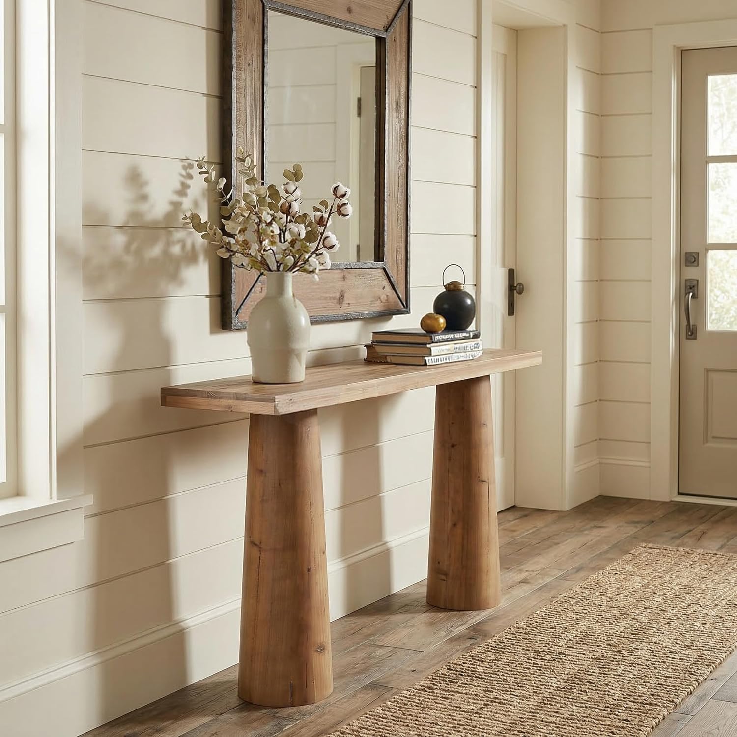 63-Inch Solid Wood Console Table, Farmhouse Entryway Table, Rectangular Long Sofa Table Behind Couch for Entryway, Hallway, Living Room, Entrance