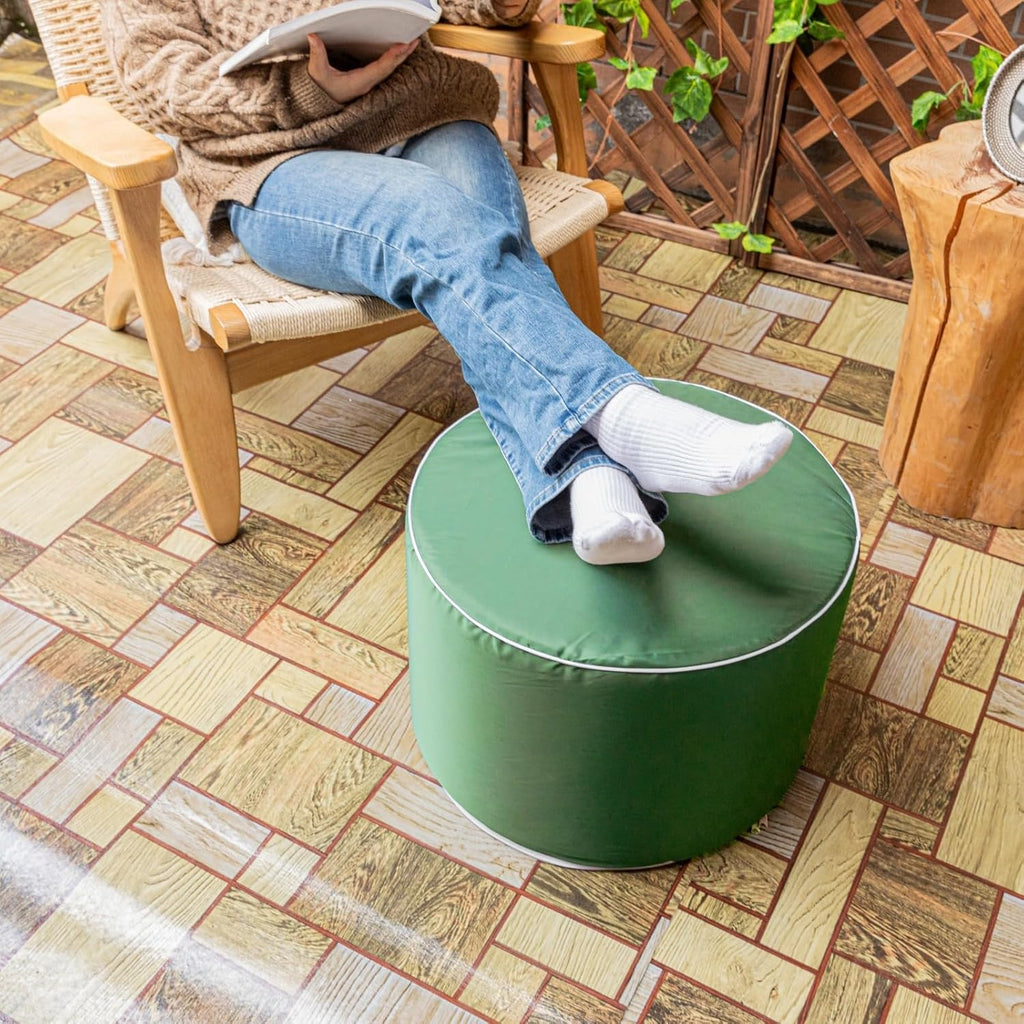 Multipurpose Outdoor Ottoman for Patio 20x14 Inches, Backyard, Additional Seating, Footrest, Side Table,Outdoor Patio Bean Bag Ottoman (Green)