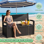 80Gal Resin Outdoor Deck Storage Bench, Lockable Waterproof UV Protected Patio Box, Weatherproof Porch Pool Garden Furniture for Yard Tools & Seat Cushions, Black