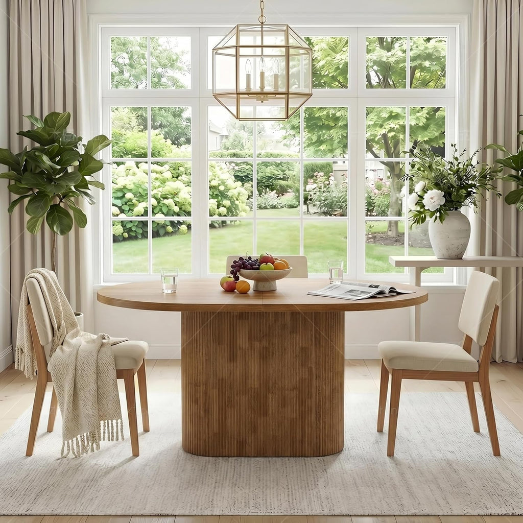 Tribesigns 47.24" Oval Dining Table for 4, Small Kitchen Table with Pedestal Base, Space Saving Farmhouse Wood Dinner Table for Apartment and Dining Room, Brown