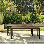 Outdoor Backless Bench, Set of 2,Weatherproof Patio Bench with Slatted Seat, All-Weather Garden Bench for Porch, Patio, Lawn and Backyard, Walnut