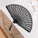 Sewroro Black Lace Folding Fan, Spanish Victorian Hand Fan, Bamboo Lace Foldable for Summer Wedding Party Favor And Fancy Dress