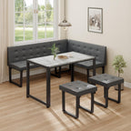 Yechen Corner Dining Table Set with Upholstered Banquette, 70 Inch 5-Piece Kitchen Breakfast Nook Table Set, Space Saving, Grey(Table, Bench, Dining Stools)