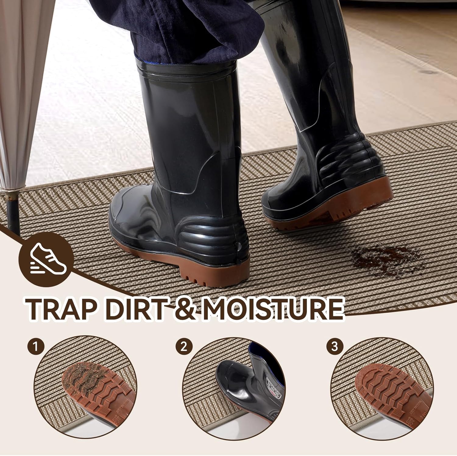 Door Mat 31"x47", Thin Dirt Trapper Entryway Door Mats Non Slip Washable Doormat, Low-Profile Welcome Mat for Inside Front Backdoor and Entrance