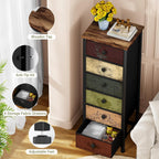 VASICAR Tall Dresser with 6 Drawers, Pattern Storage Drawer Units, Storage Tower Units, Fabric Dresser Nightstand for Bedroom, Hallway, Entryway, Closets, Dorm