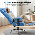 GTPLAYER Big and Tall Office Chair, Wide Ergonomic Gaming Chair with Deluxe Embossing Designed Leather with Foot Rest,150°Reclining Adjustable Soft Armrests Pocket Spring Back Support and Pillow
