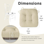 AddGrace Chair Cushions for Dining Chairs Set of 2 Non-Slip Kitchen Seat Cushions with Ties Tufted Thick Seat Pads for Indoor Kitchen Dining Furniture 17"x16"x3" Beige