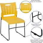 EMMA + OLIVER 881 lb. Capacity Yellow Sled Base Stack Chair with Air-Vent Back