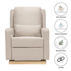 Babyletto Sigi Electronic Power Recliner & Swivel Glider with USB Port in Performance Beach Eco-Weave with Light Wood Base, Water Repellent & Stain Resistant, Greenguard Gold and CertiPUR-US Certified