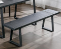 VESCASA 60" Wood Dining Bench with Black Metal Legs for Dining Room, Kitchen, Black