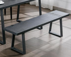 VESCASA 60" Wood Dining Bench with Black Metal Legs for Dining Room, Kitchen, Black
