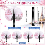 Taiyin 24 Pcs Eiffel Tower Paper Fans Party Supplies Decorative Folding Handheld Fans Favors for Summer Holiday Wedding Birthday Gifts Party Supplies