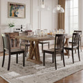 Farmhouse Dining Chairs Set of 6 – Solid Wood Rustic Kitchen Chairs with Spindle High Backrest and 17.3-Inch Wide Seat, French Country Style for Dining Room