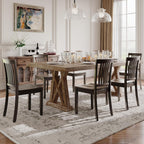 Farmhouse Dining Chairs Set of 6 – Solid Wood Rustic Kitchen Chairs with Spindle High Backrest and 17.3-Inch Wide Seat, French Country Style for Dining Room