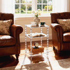 Acrylic Side Table Clear 3-Tier End Table for Living Room, Office, Hallway, Bedroom,Bathroom (Clear, Nomal)