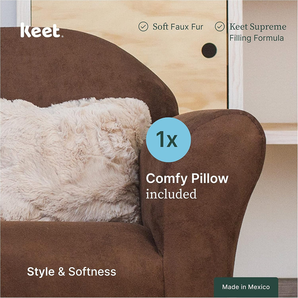 Plush Kids Chair with Soft Pillow – Durable Microsuede Upholstery, Padded Cushion, Wooden Frame, Easy to Clean, Ergonomic Design for Ages 2-5, Stylish & Cozy Chair for Playrooms & Bedrooms.