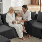 Weture 121''Modular Sectional Sofa with 2 Ottoman, Boneless couches for Living Room Furniture, Comfort U Shaped Sofa, Deep Seat Corner Couch, No Assembly Required（Gray, Corduroy）