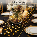 DomeStar 520PCS Small Fake Gold Ice Rocks, Acrylic Ice Fake Plastic Gold Nuggets Gems Marbles for Vases Fillers Table Scatters Birthday Wedding Party Decoration(0.4 x 0.6 inch)