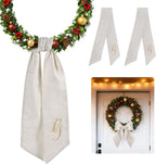 2 Pieces Burlap Wreath Sash for Front Door Embroidery Monogram Sash Wreath for Wedding Party Holiday Ribbon Decorations Yard Outdoor Decoration(Letter G)