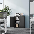 Fesbos Metal Storage Cabinet-36” Tall Steel File Cabinets with Lockable Doors and Adjustable Shelves-Black Steel Storage Cabinet for Home, School, Office, Garage