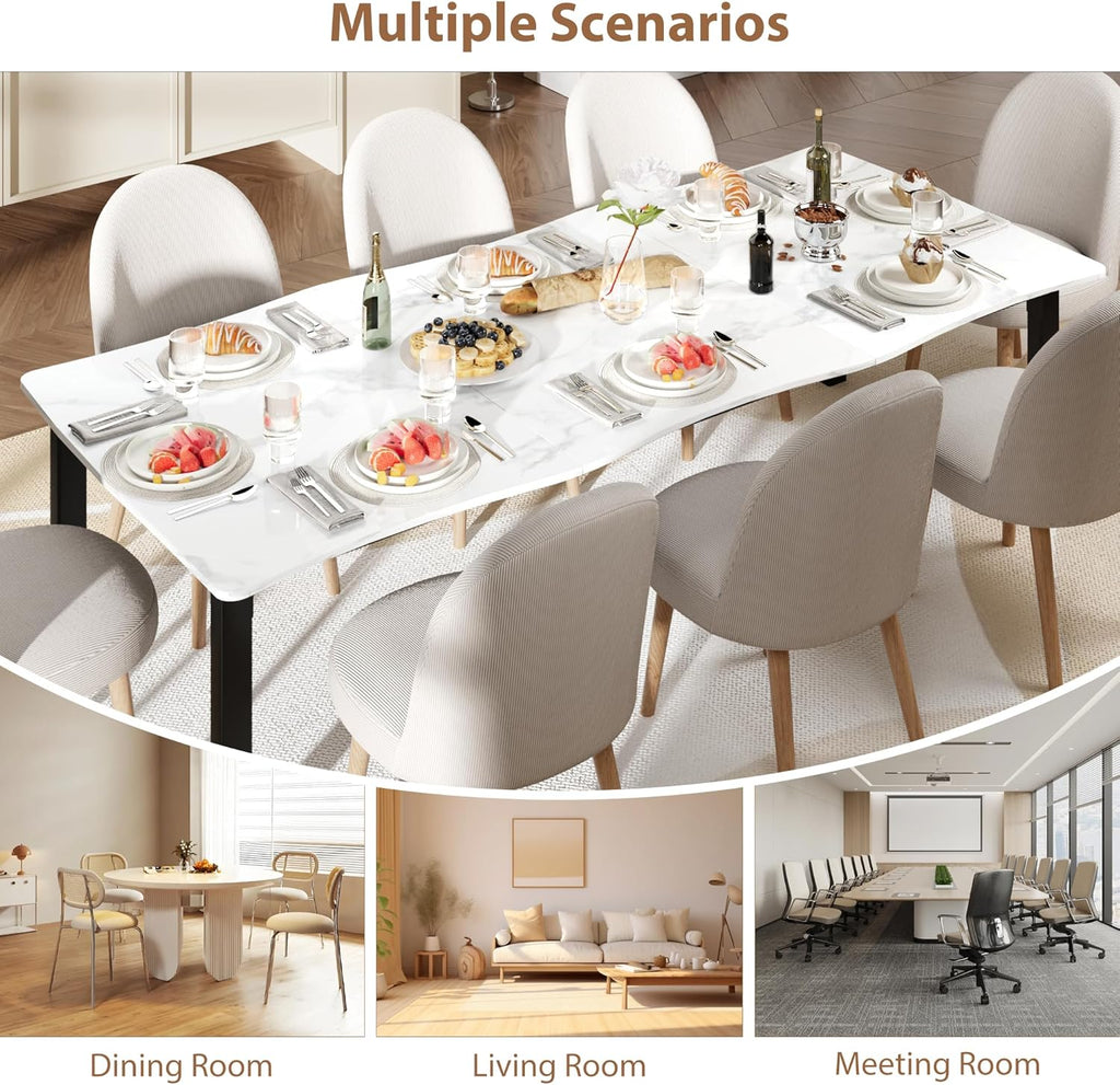 IDEALHOUSE Dining Room Table for 6-8 People, 71”Dining Table, Kitchen Table with Iron Legs and Irregular Desktop, Quick Assembly, 300Lbs Capacity, for Kitchen, Living Room, Marble(Only Table)