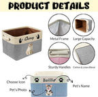 Customized Pet Toy Storage Basket - Personalized Dog & Cat Toy Organizer with Name, Foldable & Durable Fabric Bin for Pet Supplies, Organizer for Toys, Coats, Clothing, Blankets Pink
