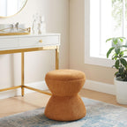 VANOMi Multi-Functional Boucle Ottoman, Set of 2, Vanity Stool Chair, Sturdy Wooden Footstool, Suitable for Living Room, Bedroom, and Entryway, Without Installation, Curry
