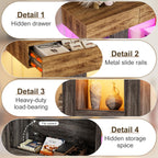 PAKASEPT 63 Inches Entryway Table with Storage,Foyer Tables Colorful with LED Lights and 3 Drawers, Narrow Console Table with Hidden Compartment for Gun Storage for Hallway, Living Room,Behind Couch