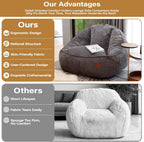 Bean Bag Chair, Cozy Fluffy Beanbag Chairs with Filler for Teens and Kids, Floor Lazy Sofa for Living Room Gaming & Reading (S-Darkgrey)