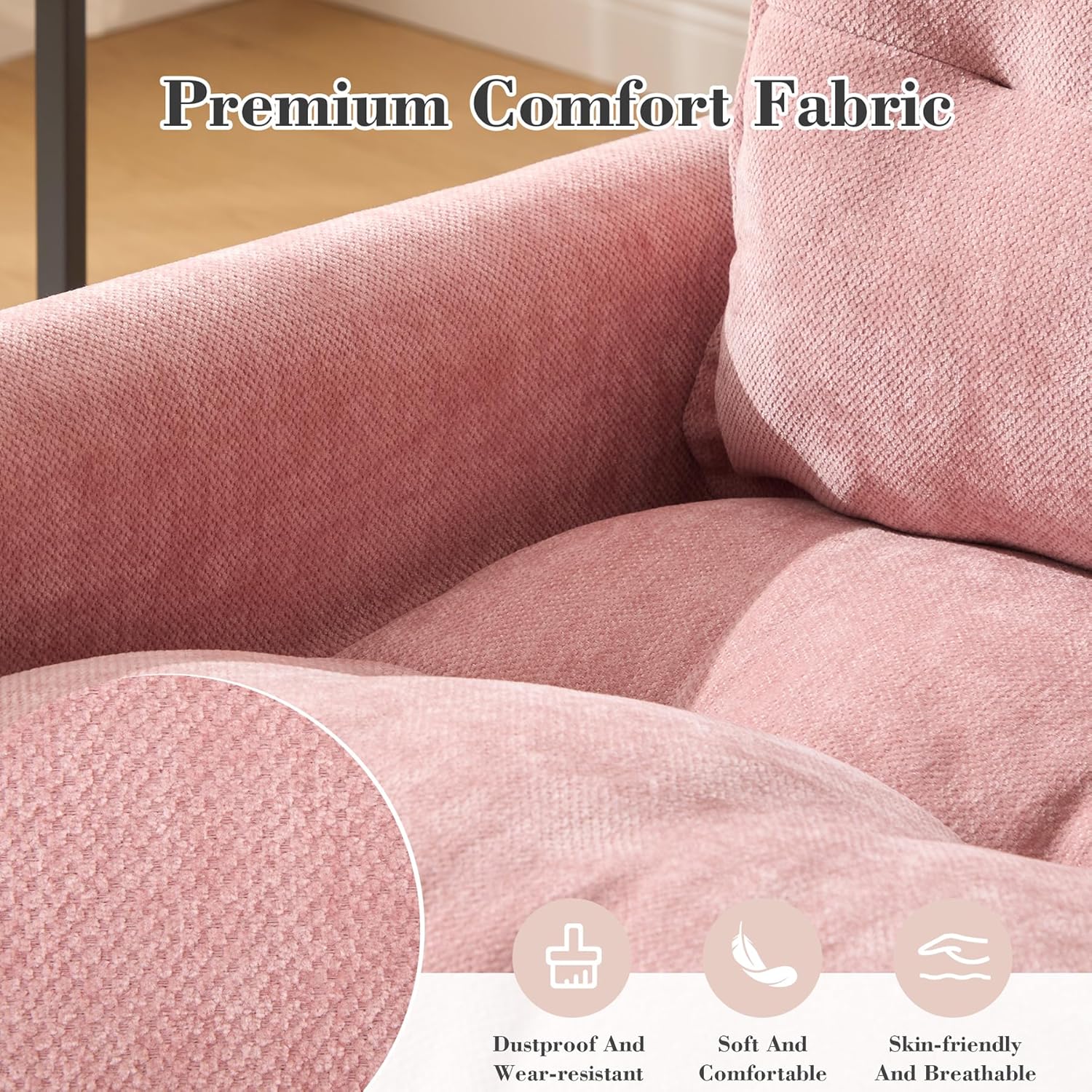 Swivel Accent Chair Set of 2, Modern Swivel Barrel Chair for Living Room, 360 Degree Comfy Square Accent Barrel Chair, Upholstered Sofa Armchair for Bedroom,Reading, Chenille, Pink