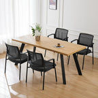 DUMOS Black Stackable Arm Reception Chairs with Mesh Back and Upholstered Fabric Cushion, Sturdy Metal Frame, Easy to Store and Use, Perfect for Indoor and Outdoor Spaces, 2 Chair