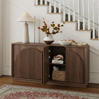 win2win Fluted Sideboard Buffet Cabinet with Storage, 65" Mid Century Modern Accent Cabinet with Double-Layered Arch Doors,Wood Media TV Console Table Credenza for Living Room Hallway Entryway,Walnut