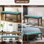 MAISON ARTS 44'' Upholstered Dining Room Bench, Padded Vintage Dining Bench with Solid Wood Legs and Button-Tufted for Kitchen, Living Room, Hallway
