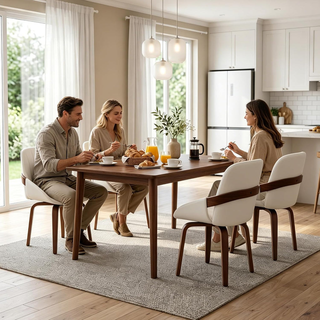 Swivel Dining Chairs Set of 4, Mid Century Modern Swivel Dining Chairs with Arms，Upholstered Kitchen & Dining Room Side Chairs with Solid Wood Legs for Living Room