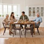 LUE BONA Walnut Dining Chairs Set of 4, Farmhouse Wood Dining Chairs with Semicircular Backrest, Spindle Dining Chair for Kitchen and Dining Room, 18 Inch